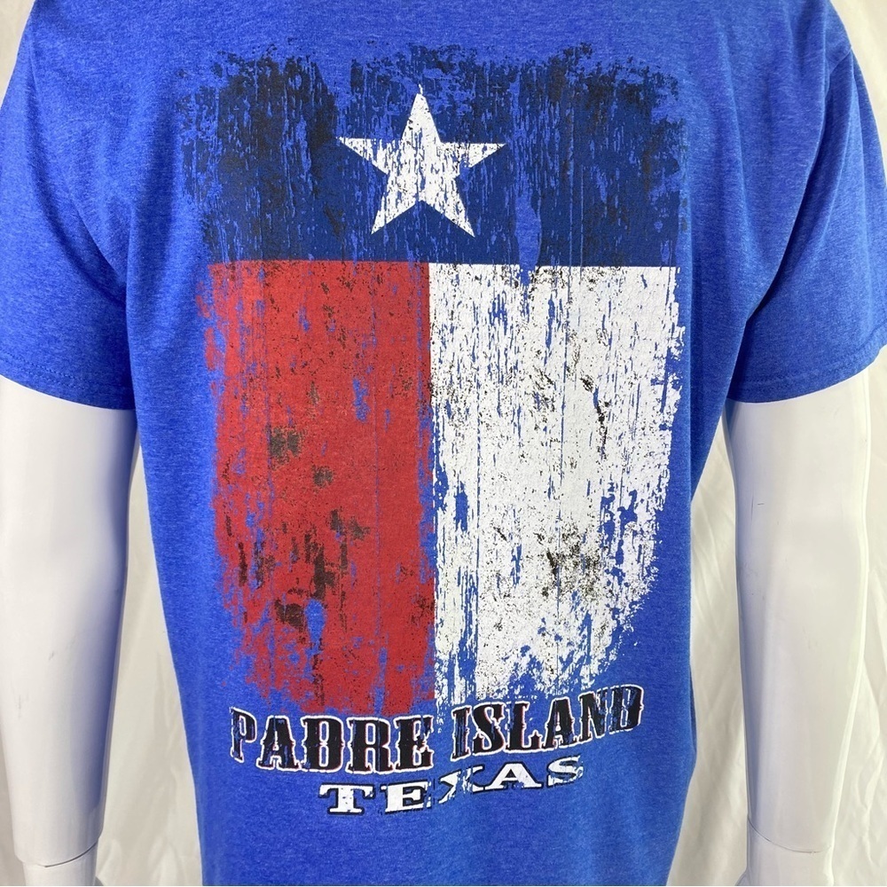 Fruit of the Loom Men’s Heather Blue Padre Island Texas Tee - Picture 5 of 7